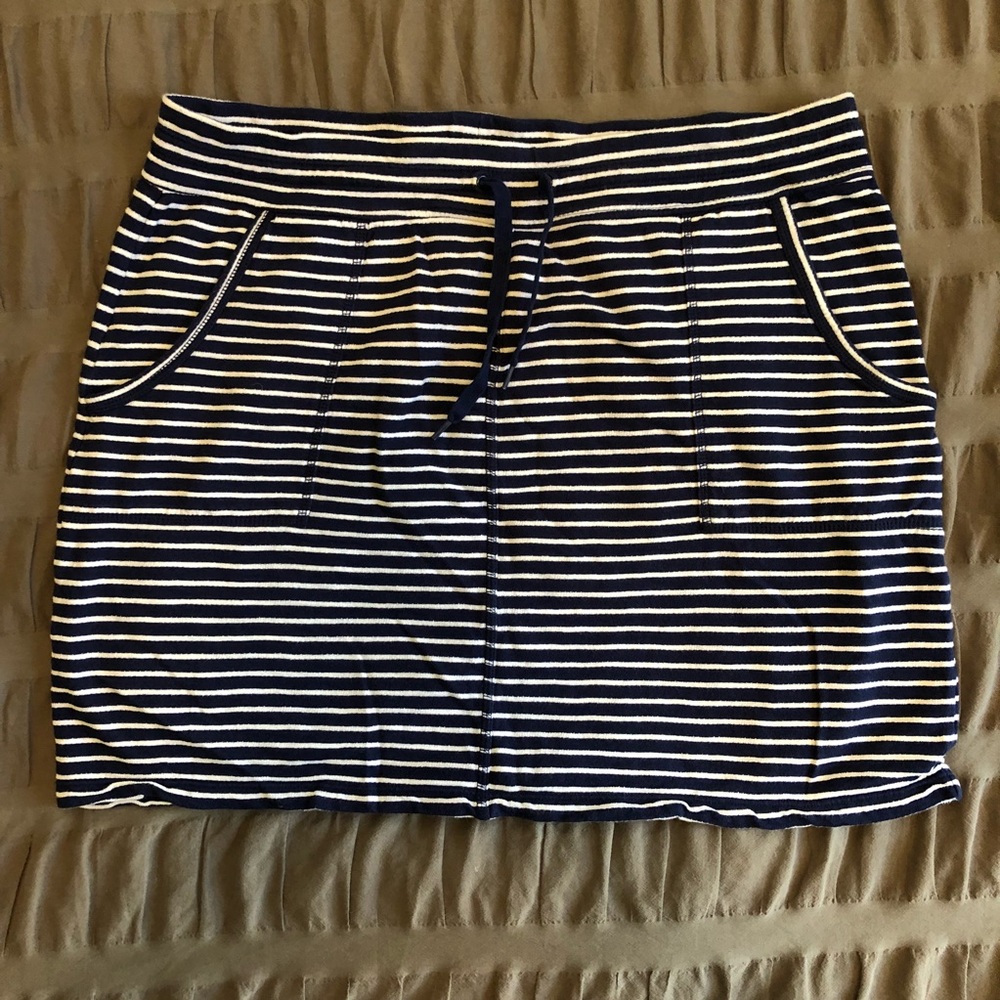 Navy and White Striped Casual Skirt